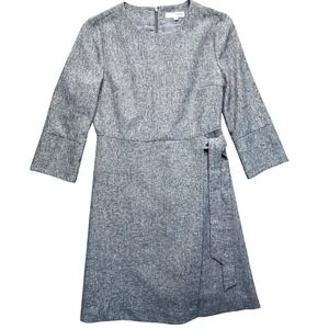 MIXXO Women Gray Textured Sheath‎ Dress Belted 3/4 Sleeve Business Casual Size S